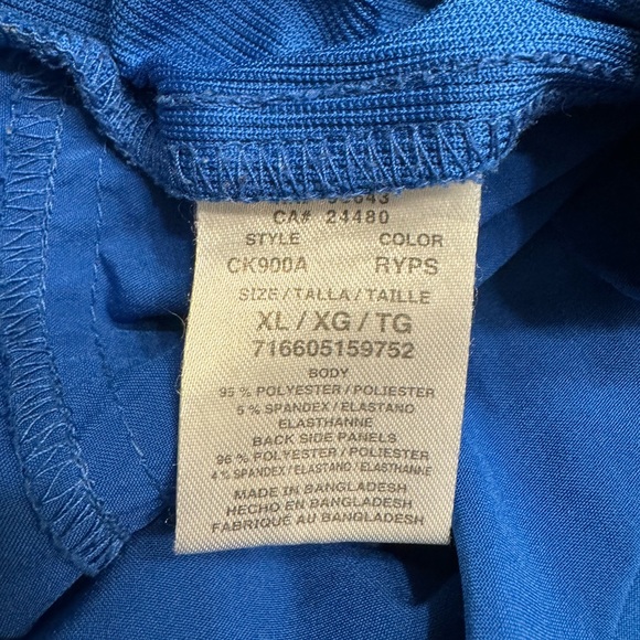 Cherokee Infinity CK900A Scrub Top Men’s XL Royal Blue Vneck Short Sleeve - Picture 4 of 4